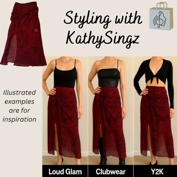 The Fifth Label Region Skirt Size 4 Red Zebra Print Hi Low Twist Front Midi NWT - Picture 2 of 13